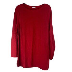 J. Jill Womens Sweater Size M ? Long Line Red Long Sleeve Knit Top Lightweight